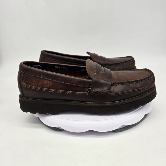 Sperry Shoes Men 8.5 M Cambridge Loafers Brown Leather Moc Toe Slip On Comfort main image 4